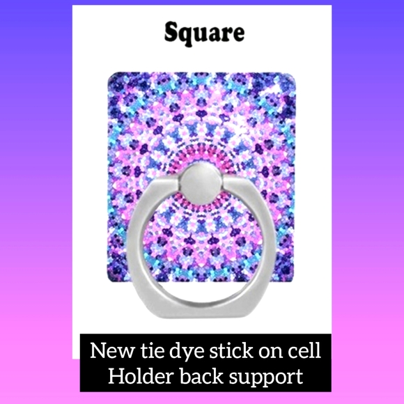 5/$25 cell phone holder stand tie dye purple design square stick on. New - Picture 1 of 2